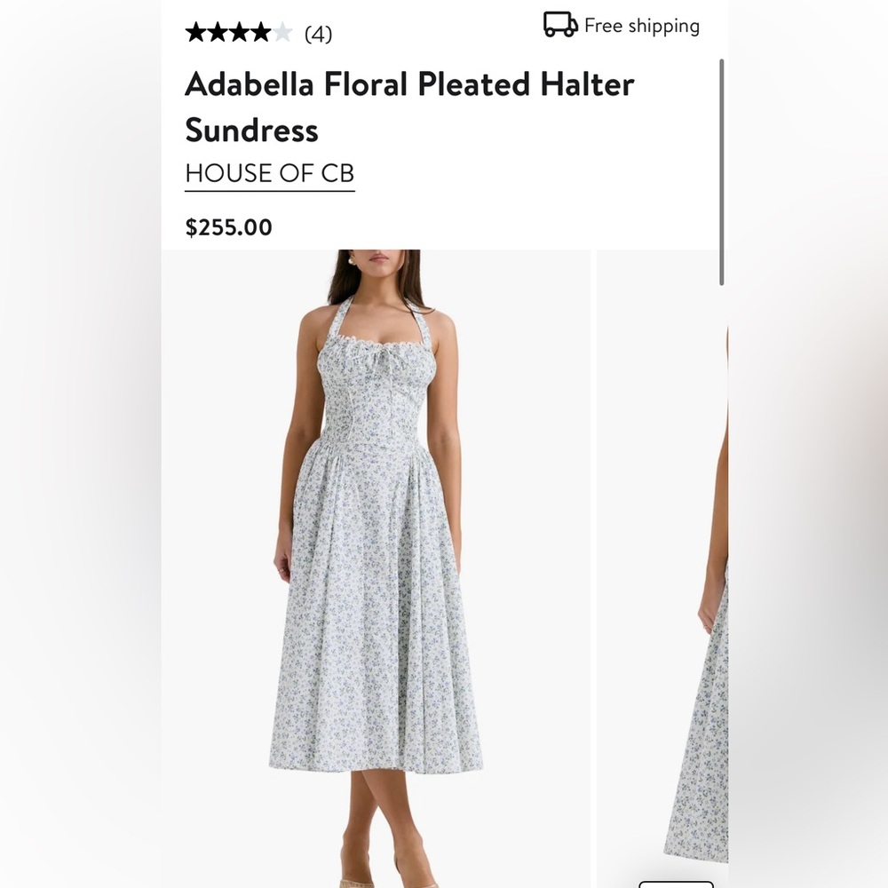 Adabella floral pleated halter sun dress